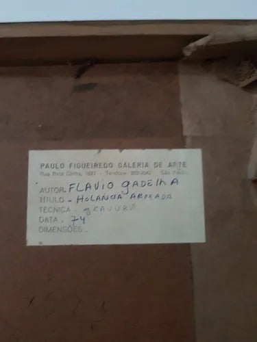 Antigo Quadro Gravura Assinado Flavio Gadelha 1979