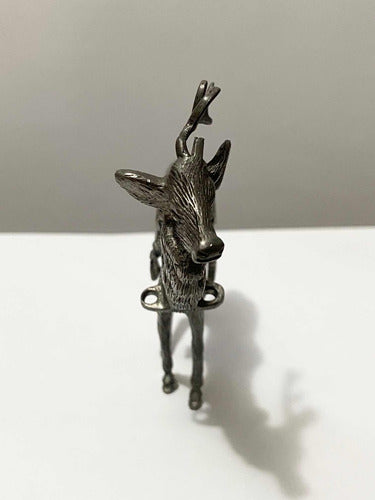 Escultura Antiga Alce Cervo Veado Rena Cor Prata