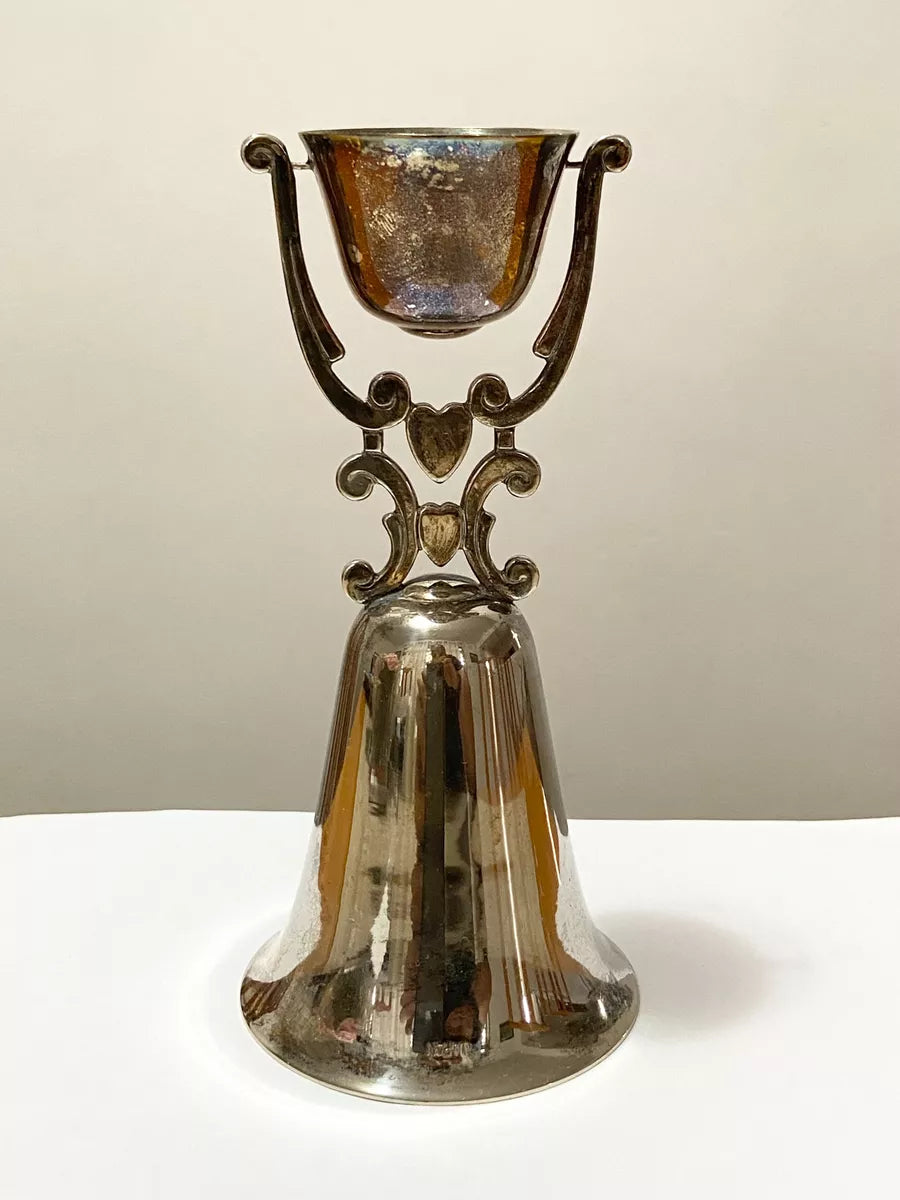 Antiga Raro Copo Cálice De Casamento Coração Cor Prata Prateado