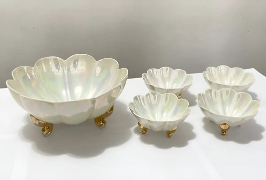 Antigo Conjunto Para Sobremesa Anos 40 Em Porcelana Nacarada