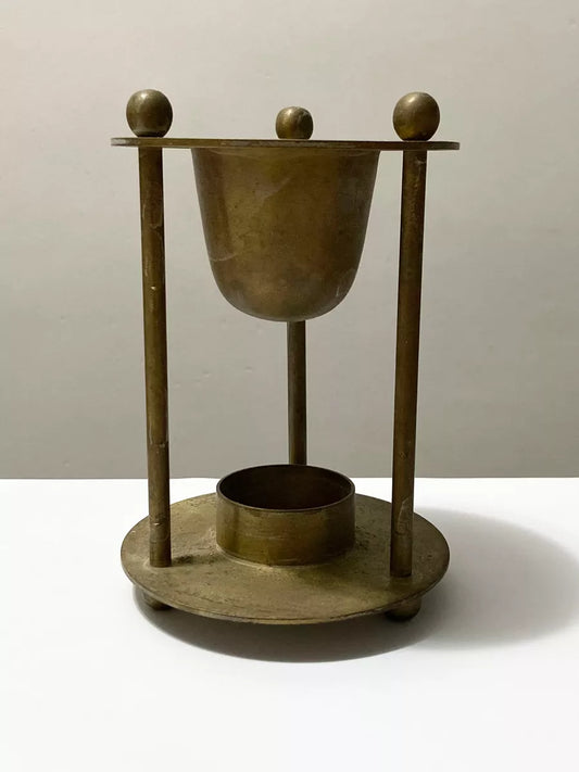 Antigo Raro Queimador De Óleo Essencial / Aquecedor Em Latão