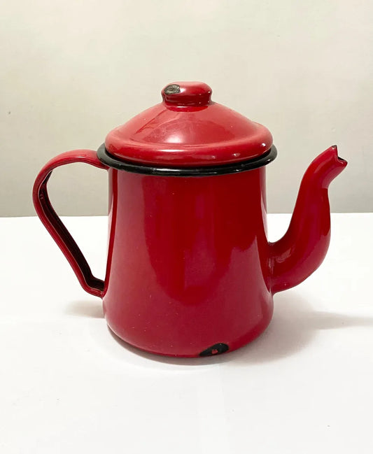 Bule Antigo Esmaltado Vermelho Vermelho