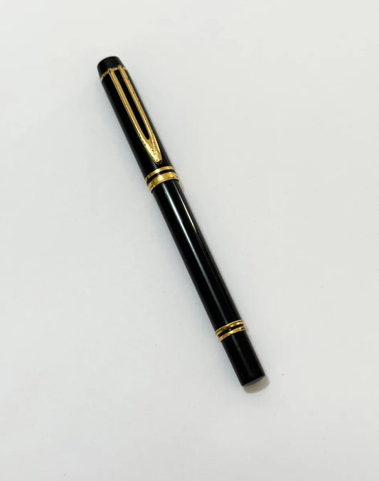 Caneta Antiga Waterman Preta Com Dourado Made In France Preta E Dourada