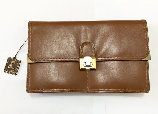 Carteira Clutch Antiga H. Laufer Couro Marrom Marrom
