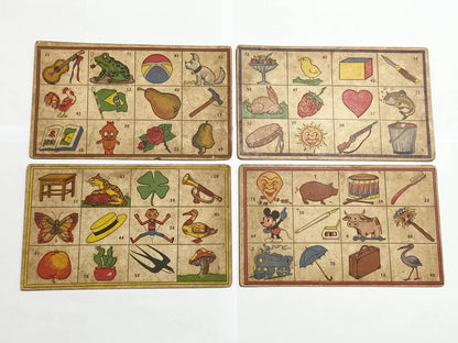 Cartelas Antigas Loto / Bingo Ilustradas 4 Uni