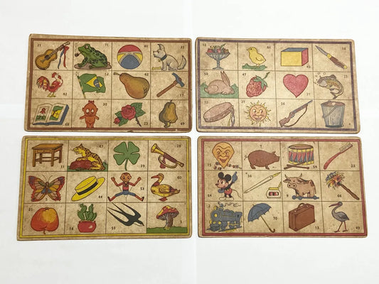 Cartelas Antigas Loto / Bingo Ilustradas 4 Uni