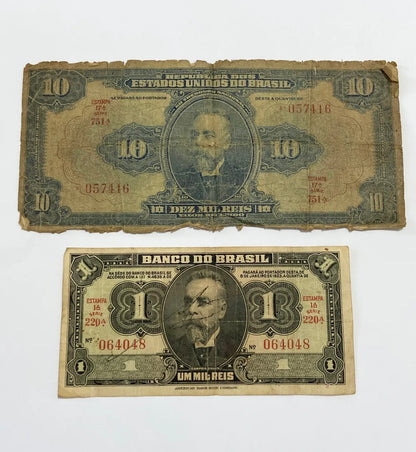 Cédulas Antigas Do Brasil - 10 Mil Réis E 1 Mil Réis