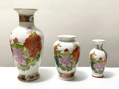 Conjunto 3 Vasos Orientais Porcelana Taiwan Antigos