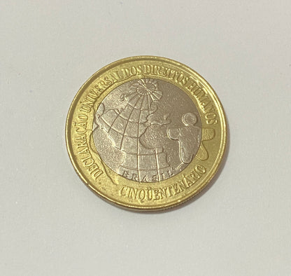 Moeda Brasil 1 real 1998 Direitos Humanos Bimetálico MBC