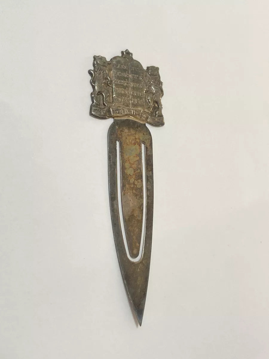 Abridor De Cartas Antigo Prata 925 Com Placa Judaica