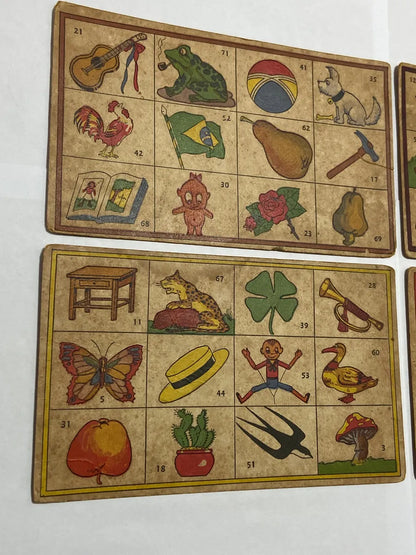 Cartelas Antigas Loto / Bingo Ilustradas 4 Uni