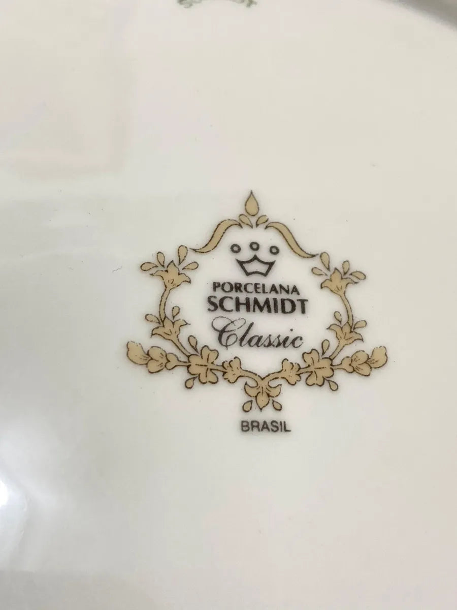 Pratos Porcelana Schmidt Classic 27cm (5pçs) Antigos Branco