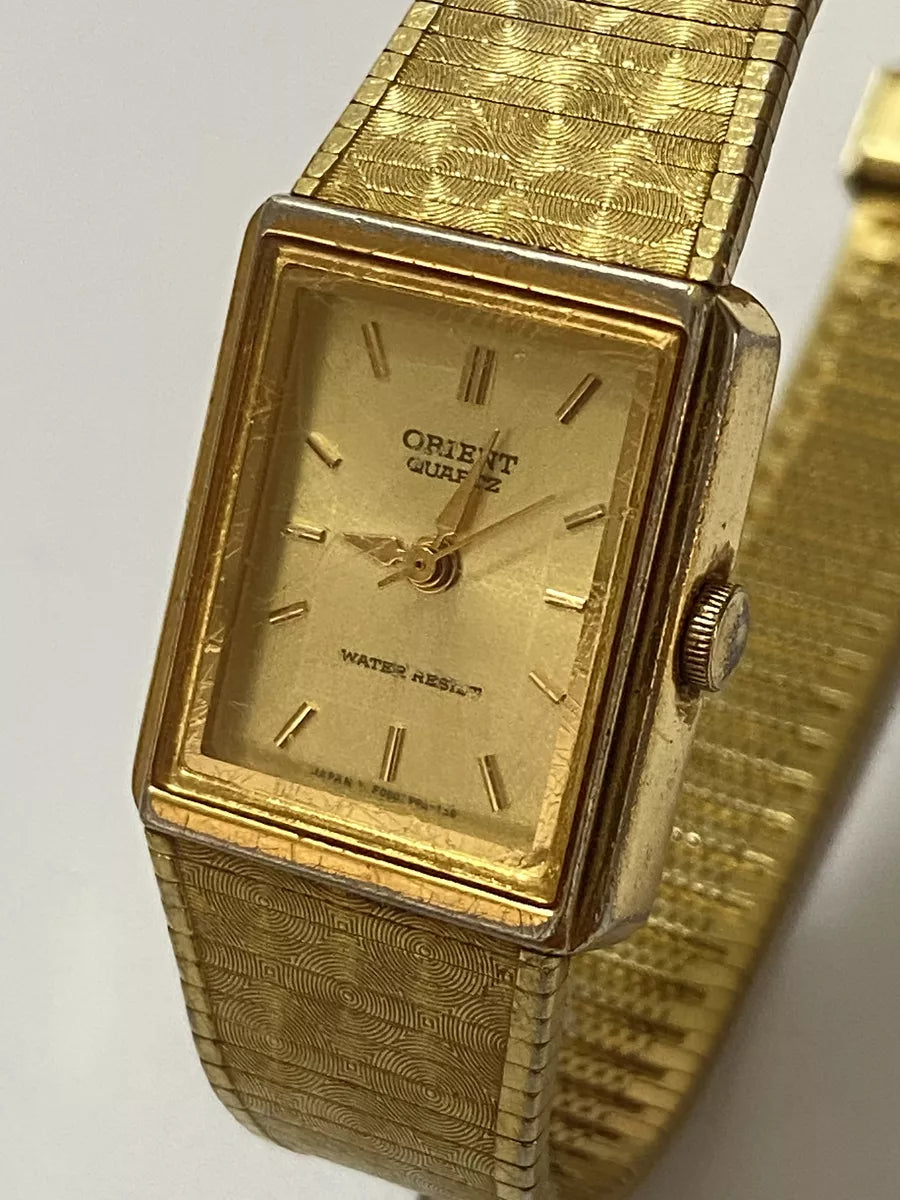 Relógio Antigo Orient Japan Quadrado Dourado