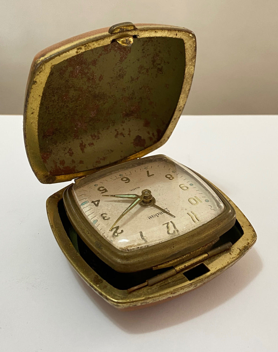 Relógio Despertador Antigo Alemão Landau West Germany Dourado