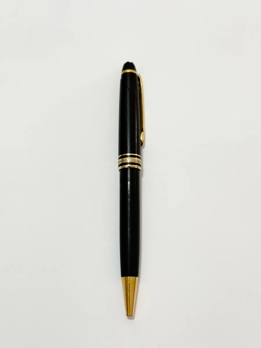 Caneta Antiga Montblanc Meisterstück Preta Detalhes Dourados