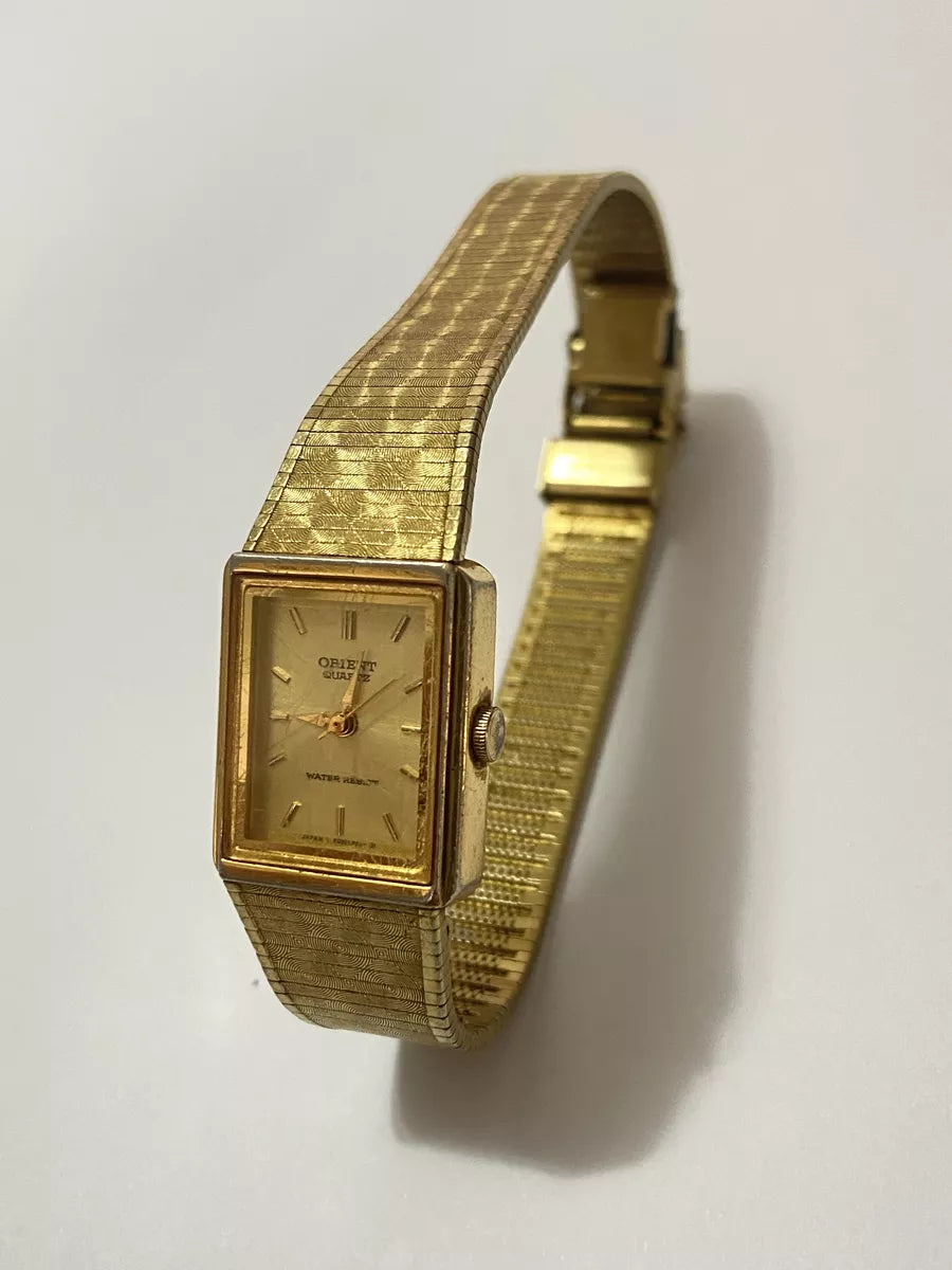 Relógio Antigo Orient Japan Quadrado Dourado