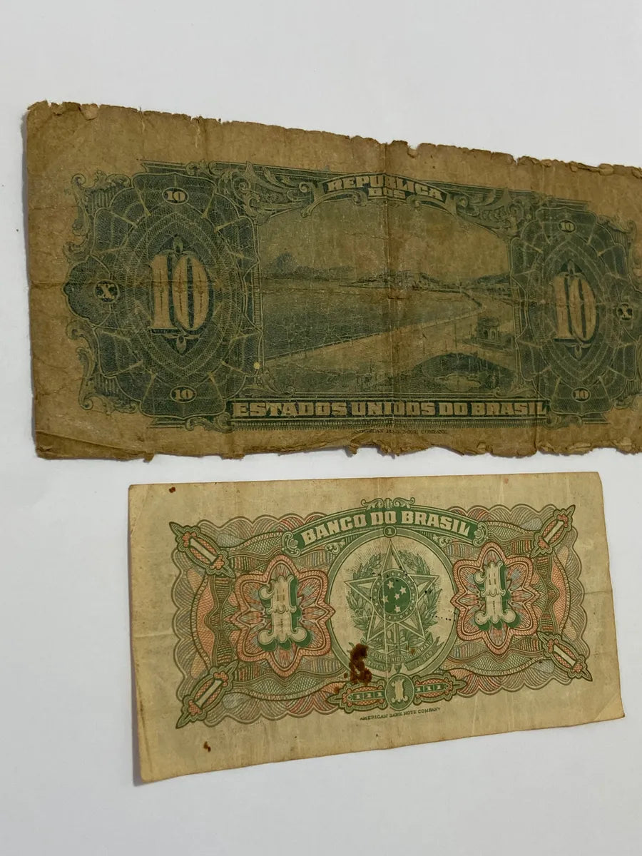 Cédulas Antigas Do Brasil - 10 Mil Réis E 1 Mil Réis