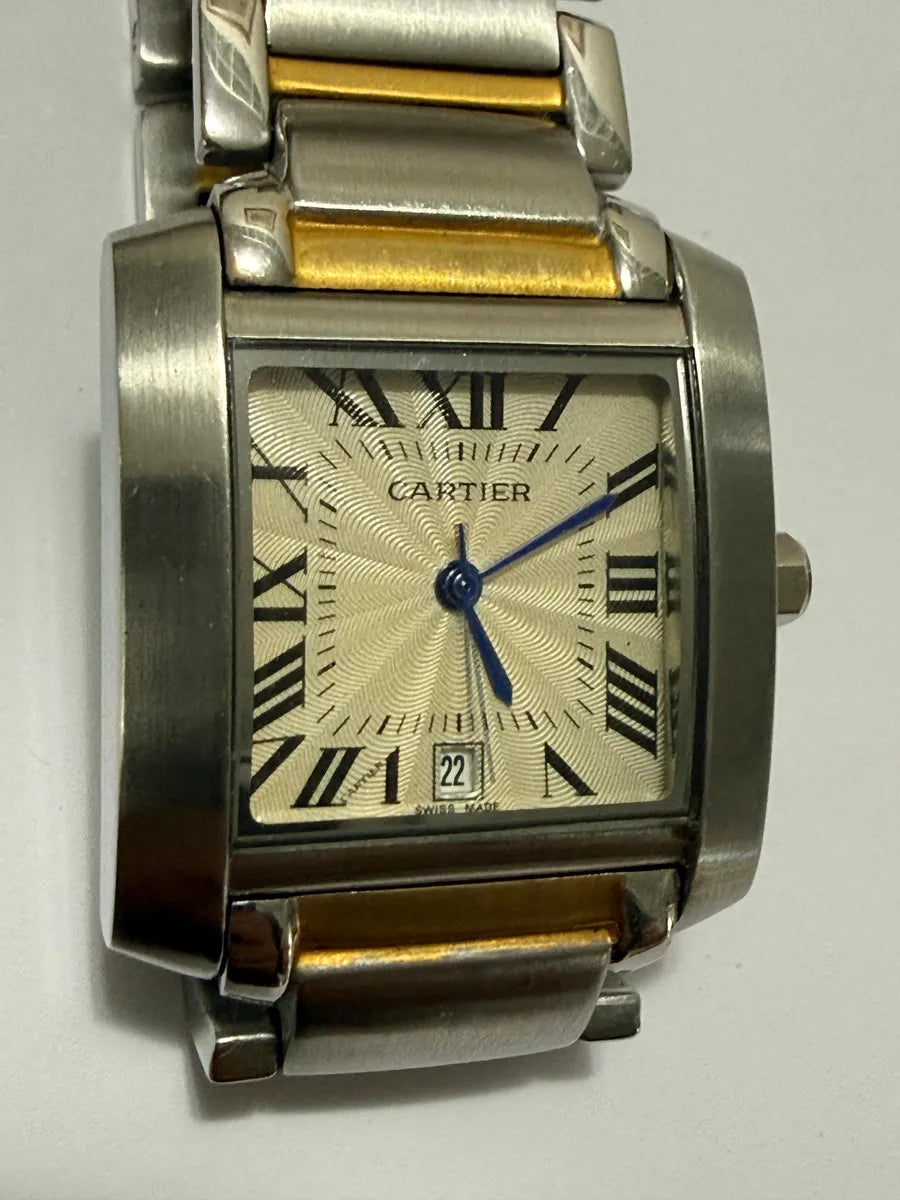 Relógio Antigo Cartier Tank Aço Dourado Quartzo