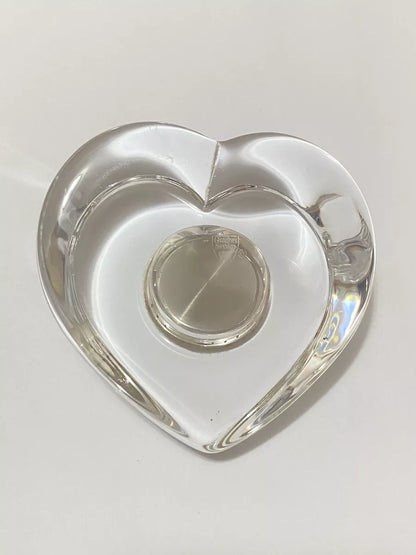 Relógio De Mesa Antigo Coração Em Cristal Sueco Orrefors