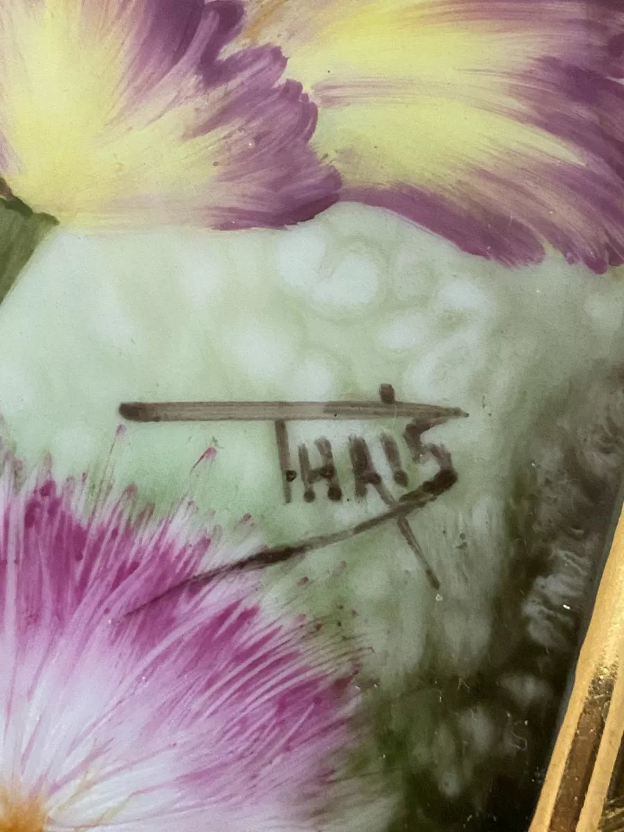 Travessa De Porcelana Antiga Florida Pintada À Mão Assinada