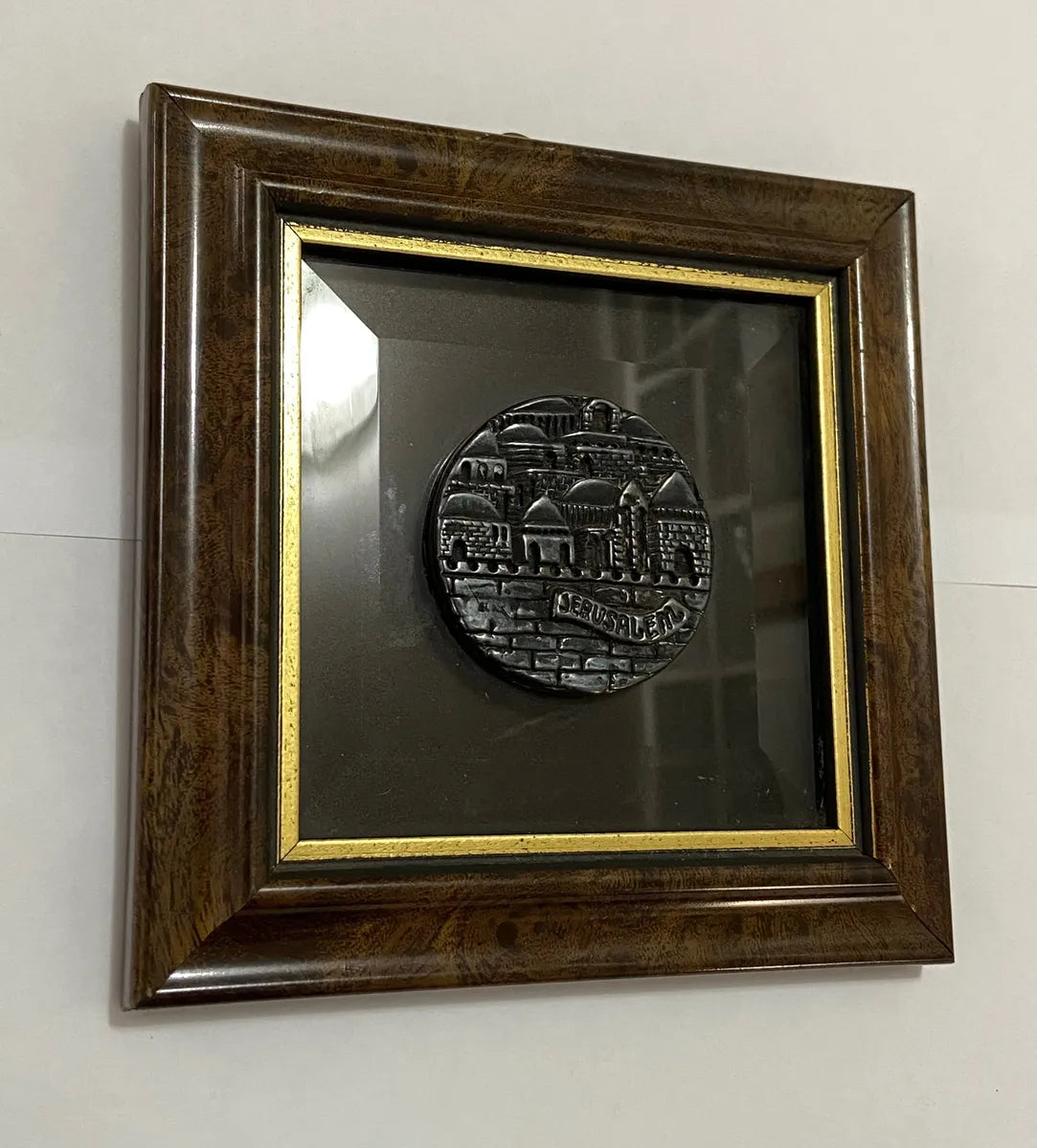 Quadro Jerusalém Em Prata 925 - Zadok Arts Israel Prateado Marrom