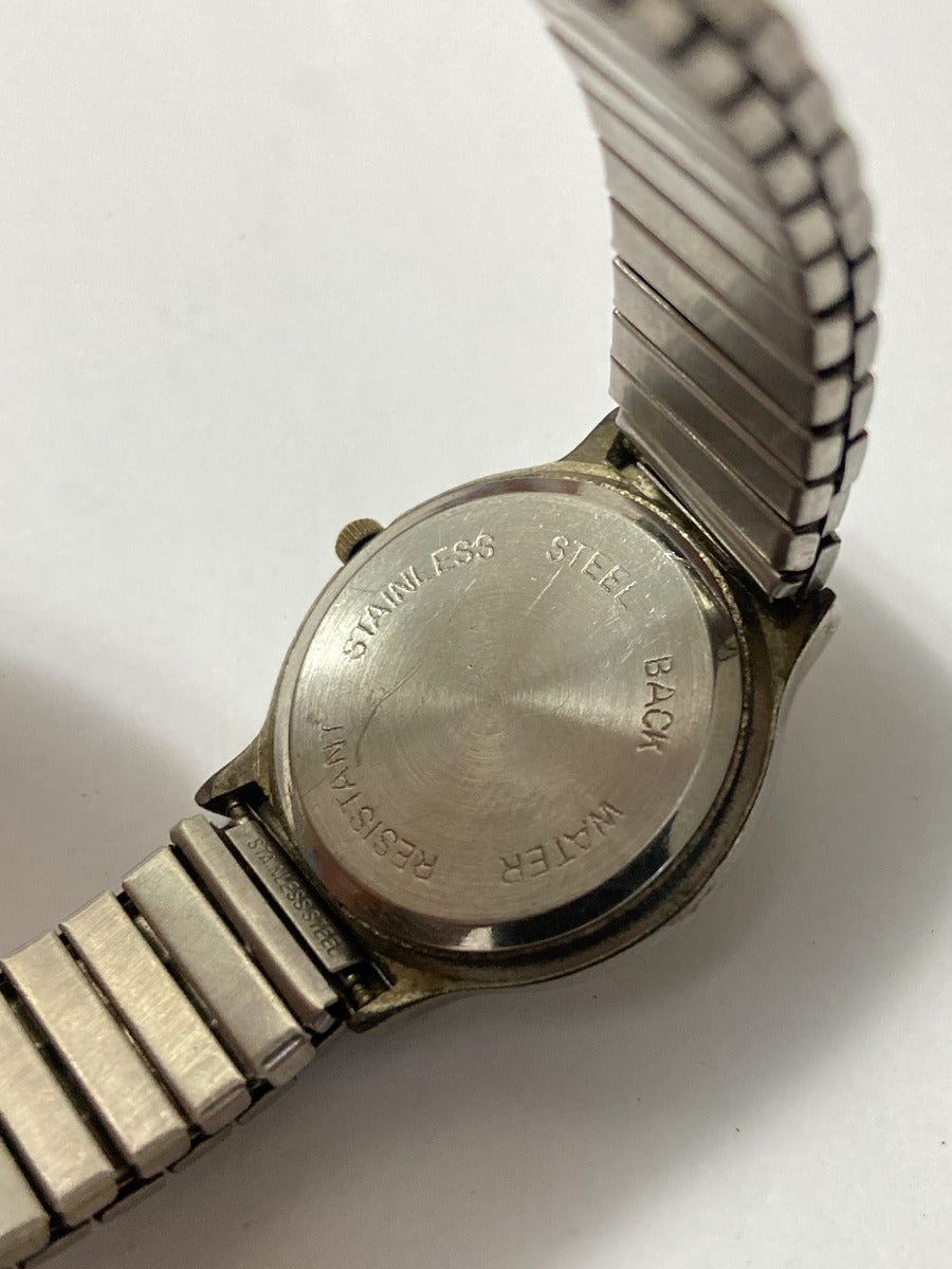 Relógio Antigo Dumont Quartz Pulseira Elastica Prata Dourado Prateado