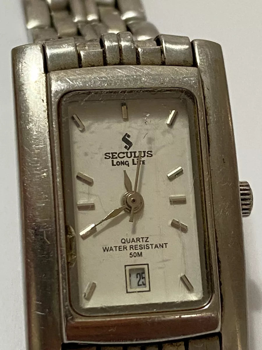 Relógio Antigo Seculus Long Life Quartz Water Resistant 50m Prateado