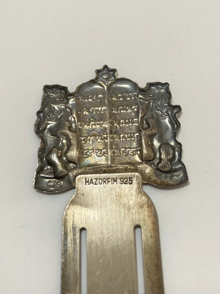 Abridor De Cartas Antigo Prata 925 Com Placa Judaica