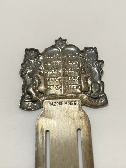 Abridor De Cartas Antigo Prata 925 Com Placa Judaica