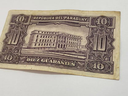 Cédula Antiga Paraguai 10 Guaranies 1952 Serie A Assinada