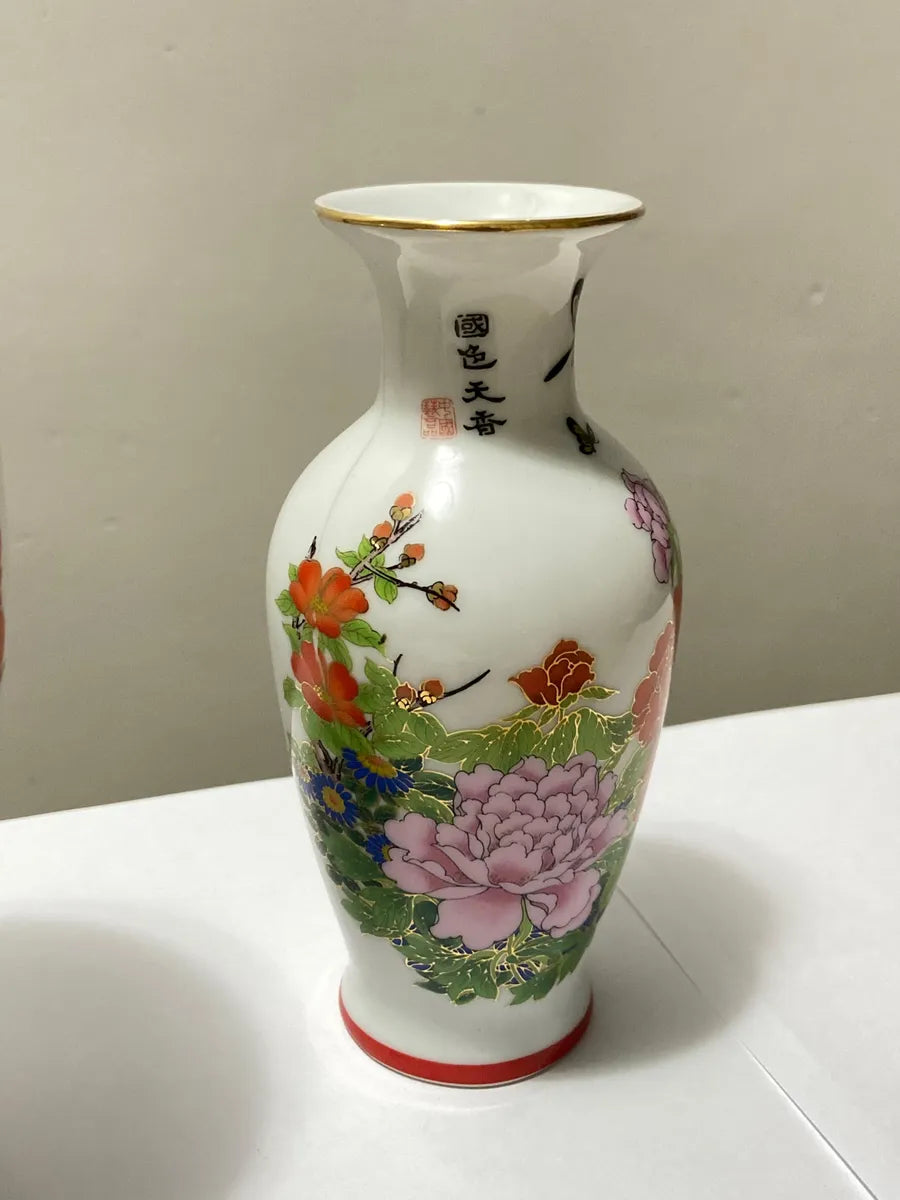 Conjunto 3 Vasos Orientais Porcelana Taiwan Antigos