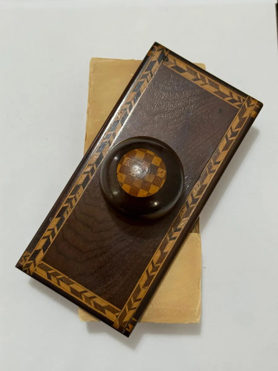 Carimbo Secador De Tinta Antigo Em Madeira Marchetaria