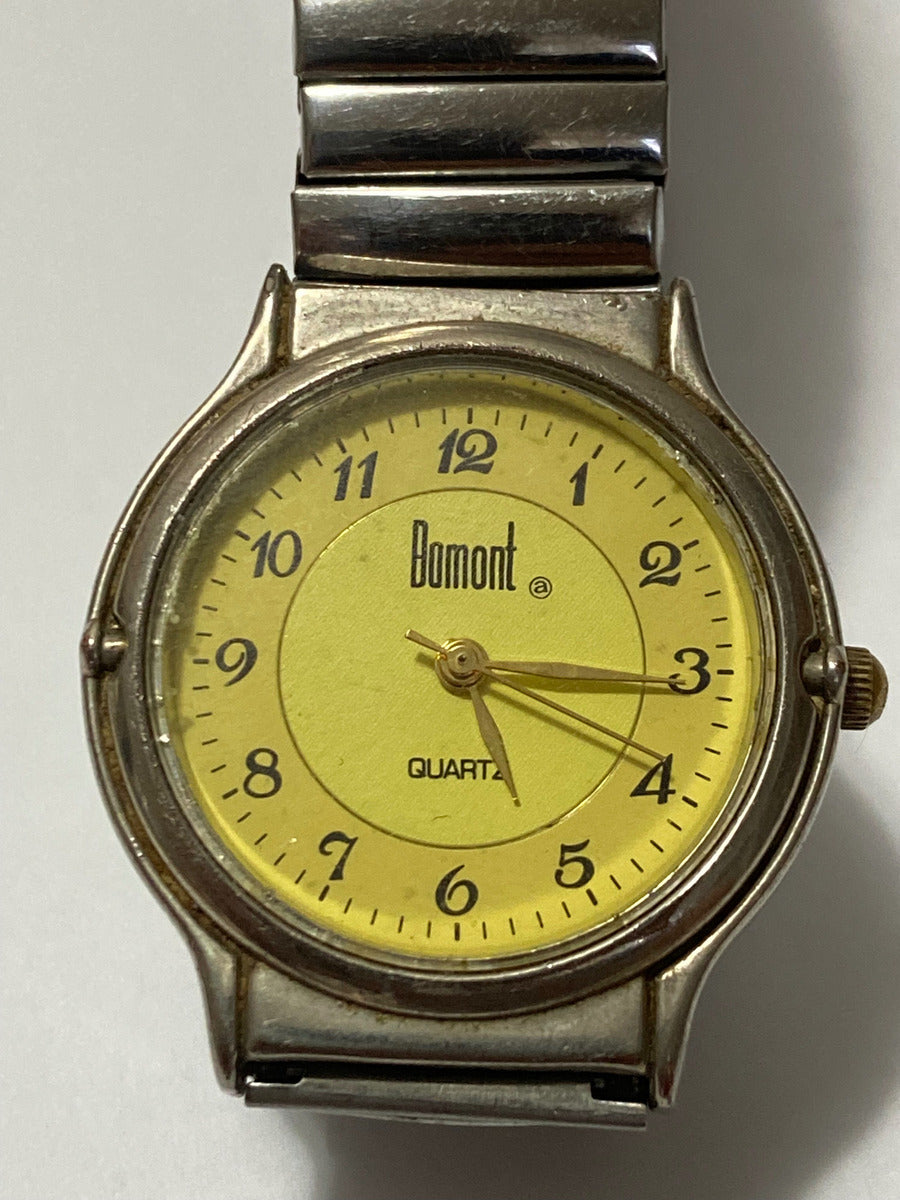 Relógio Antigo Dumont Quartz Pulseira Elastica Prata Dourado Prateado