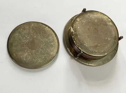 Conjunto Antigo De Porta Copos Em Metal Espessurado a Prata