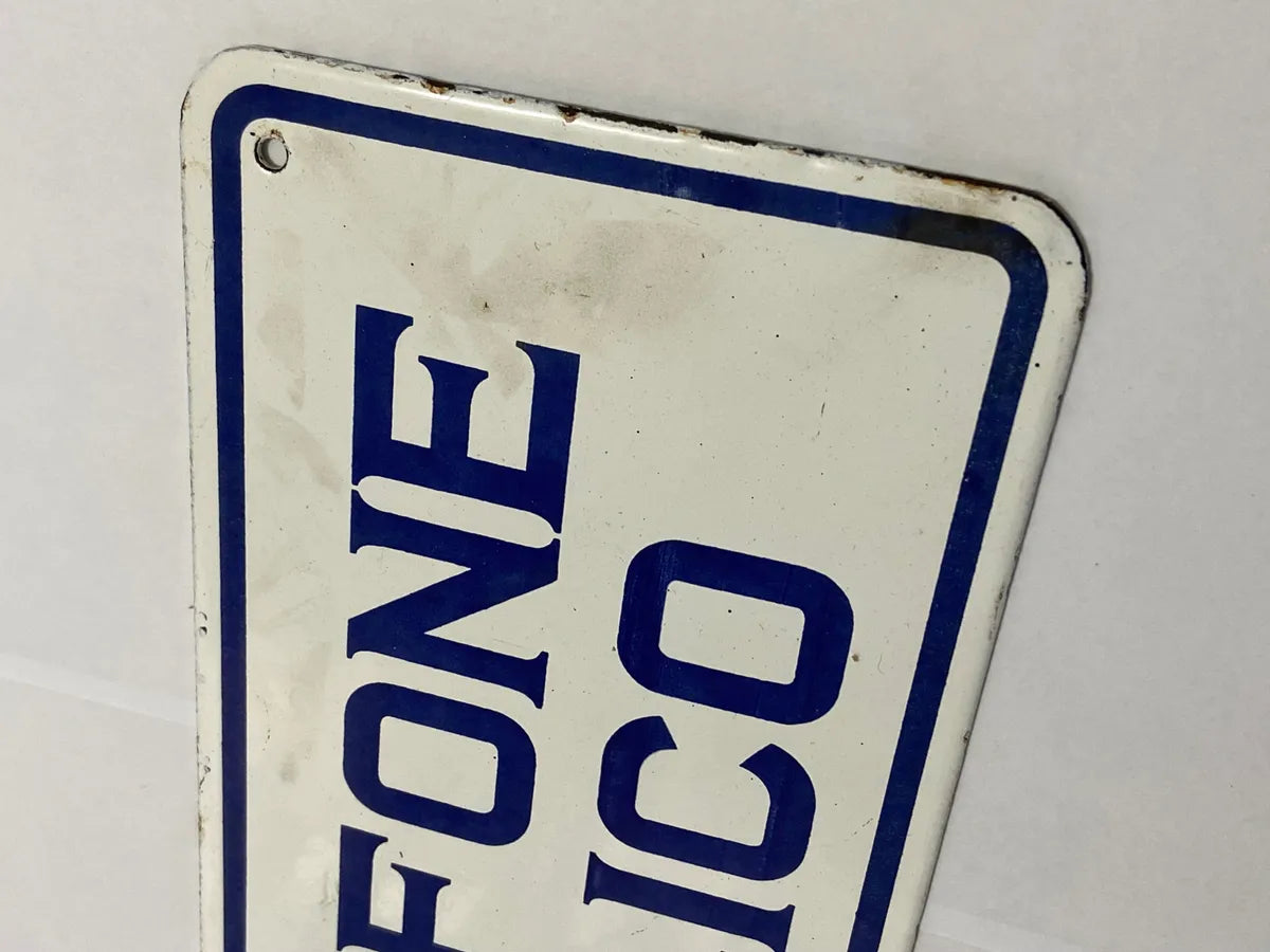 Placa Antiga Telefone Público Cia Telefônica Brasileira Branco