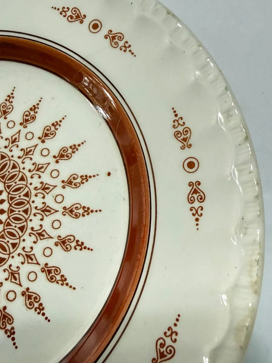 Antigo Prato Cerâmica Porto Ferreira Geométrico / Ornamental