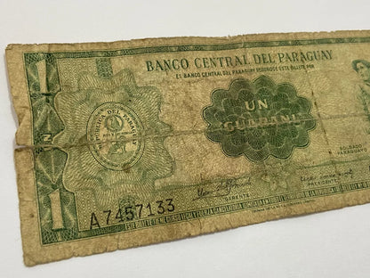 Cédula Antiga 1952 Paraguai Un Guarani Soldado Serie A