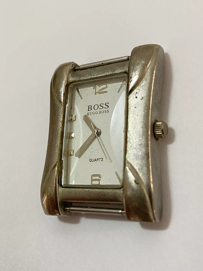 Relógio Antigo Hugo Boss Quartz Swiss Retangular Prata Prateado