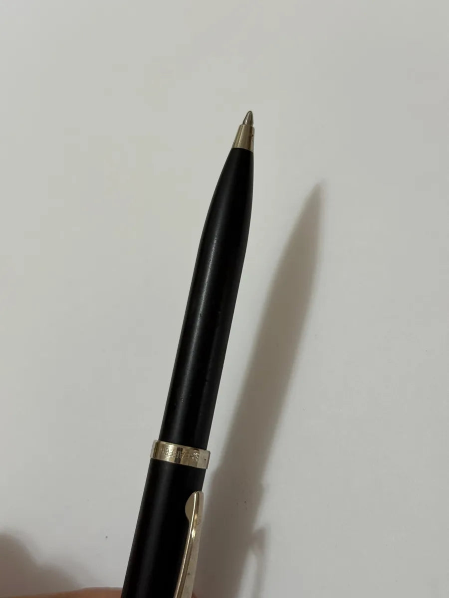 Caneta Antiga Sheaffer Preta Clássica Original Prata