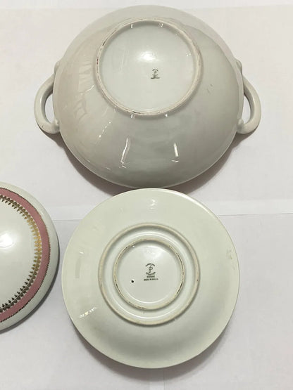 Conjunto Antigo Sopeira E Molheira Em Porcelana Steatita