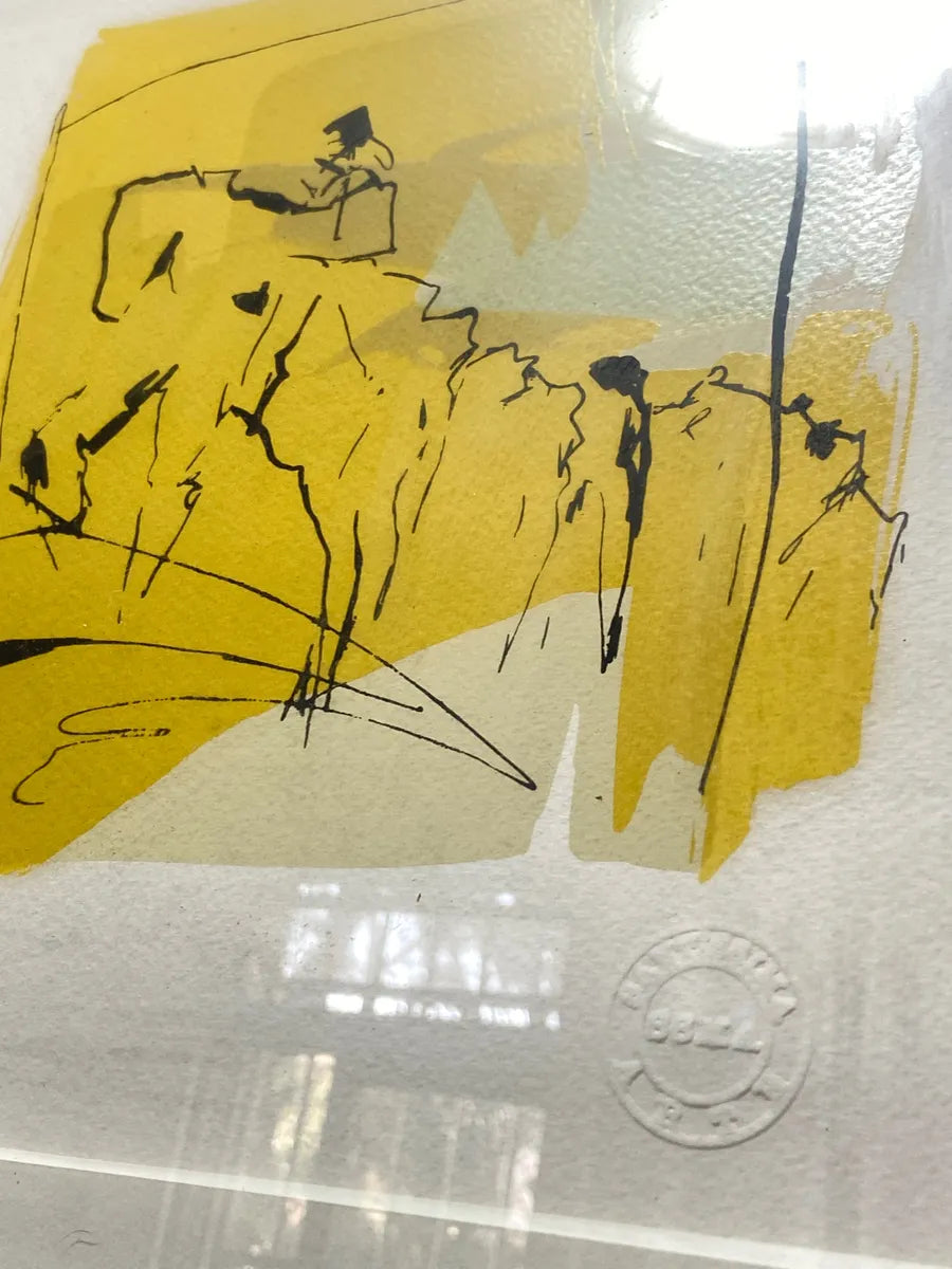 Quadro Abstrato Moderno Com Tons De Amarelo Colorido