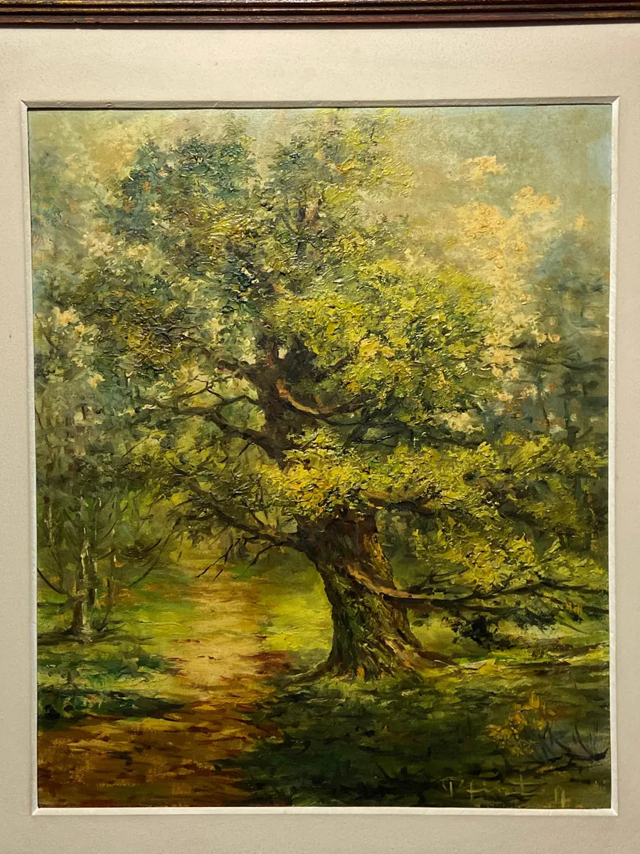 Quadro Antigo Paisagem Com Árvore Óleo S/ Tela Assinado