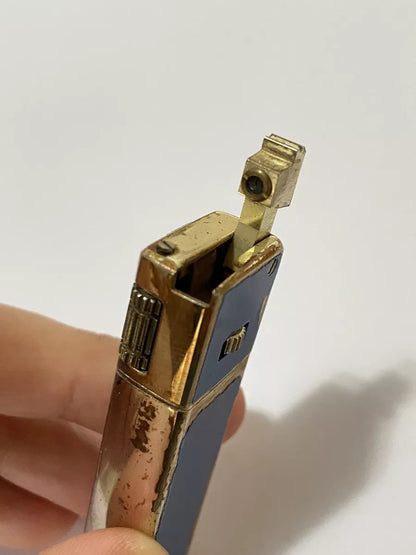 Isqueiro Antigo Azul E Dourado