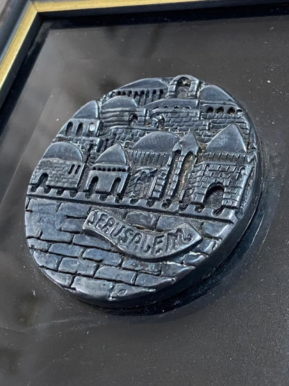 Quadro Jerusalém Em Prata 925 - Zadok Arts Israel Prateado Marrom