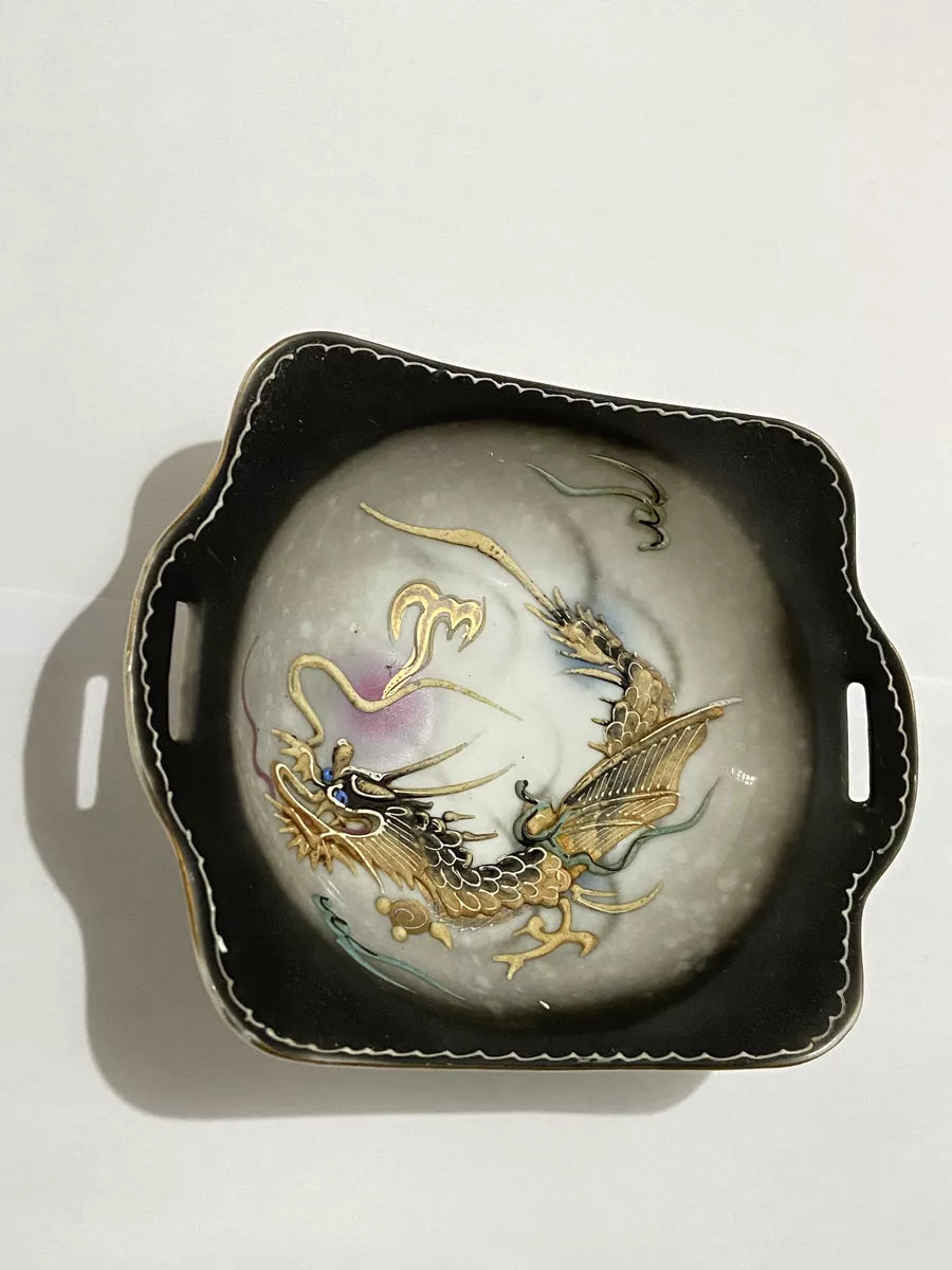 Bowl Covilhete Antigo Porcelana Japonesa Dragão Em Relevo