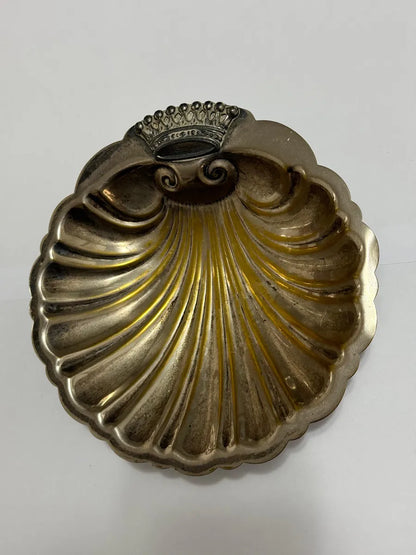 Porta Joias Objeto Antigo Em Forma De Concha C/ Coroa Prata