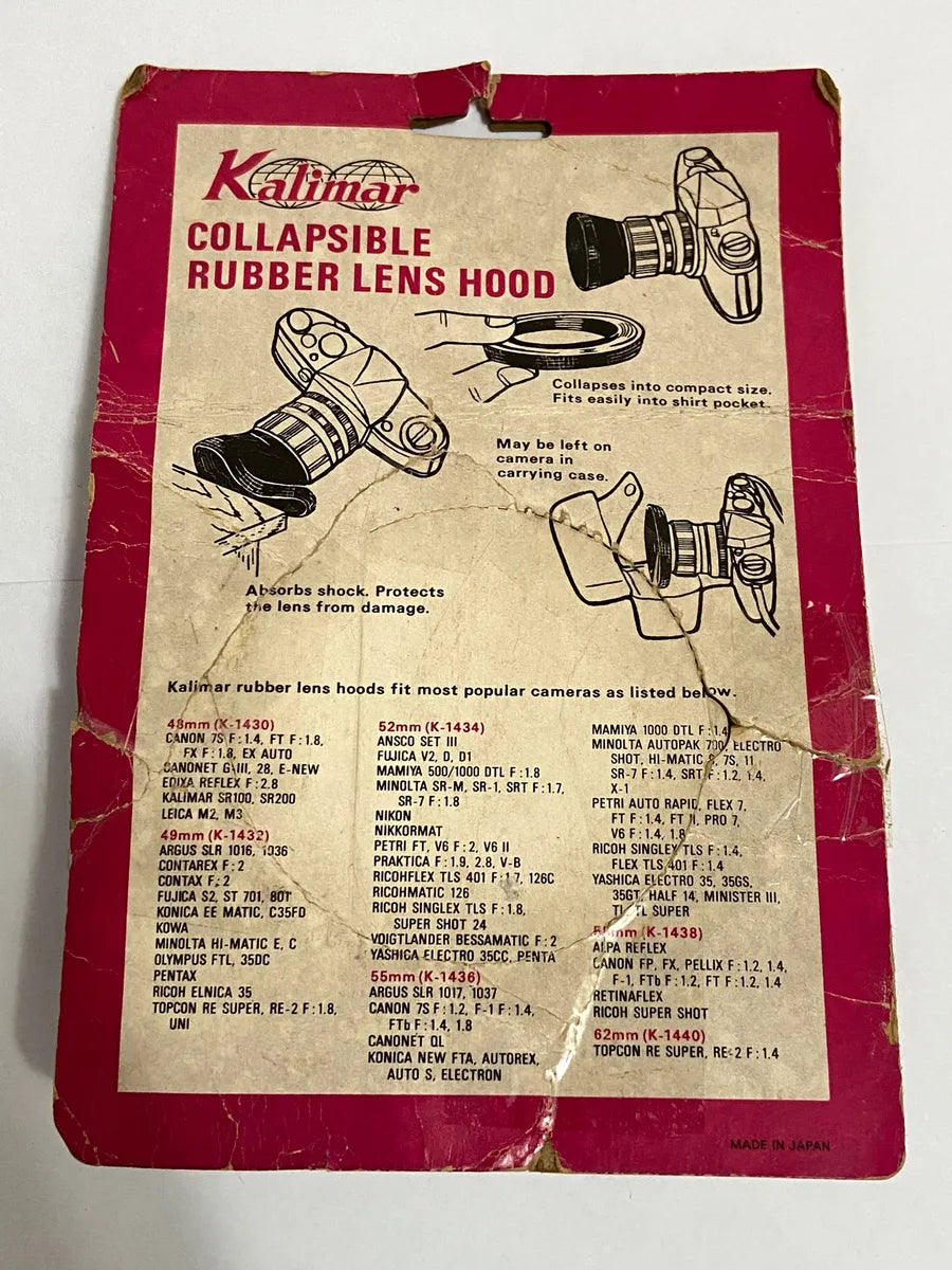 Parasol Kalimar Borracha Retrátil 55mm P/ Lente Antigo