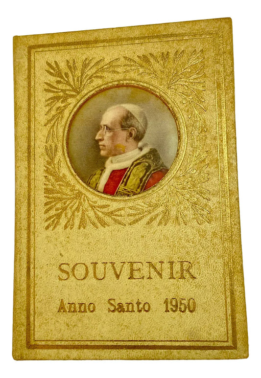 Antigo Souvenir Vaticano Ano Santo 1950 com Moedas e Selos