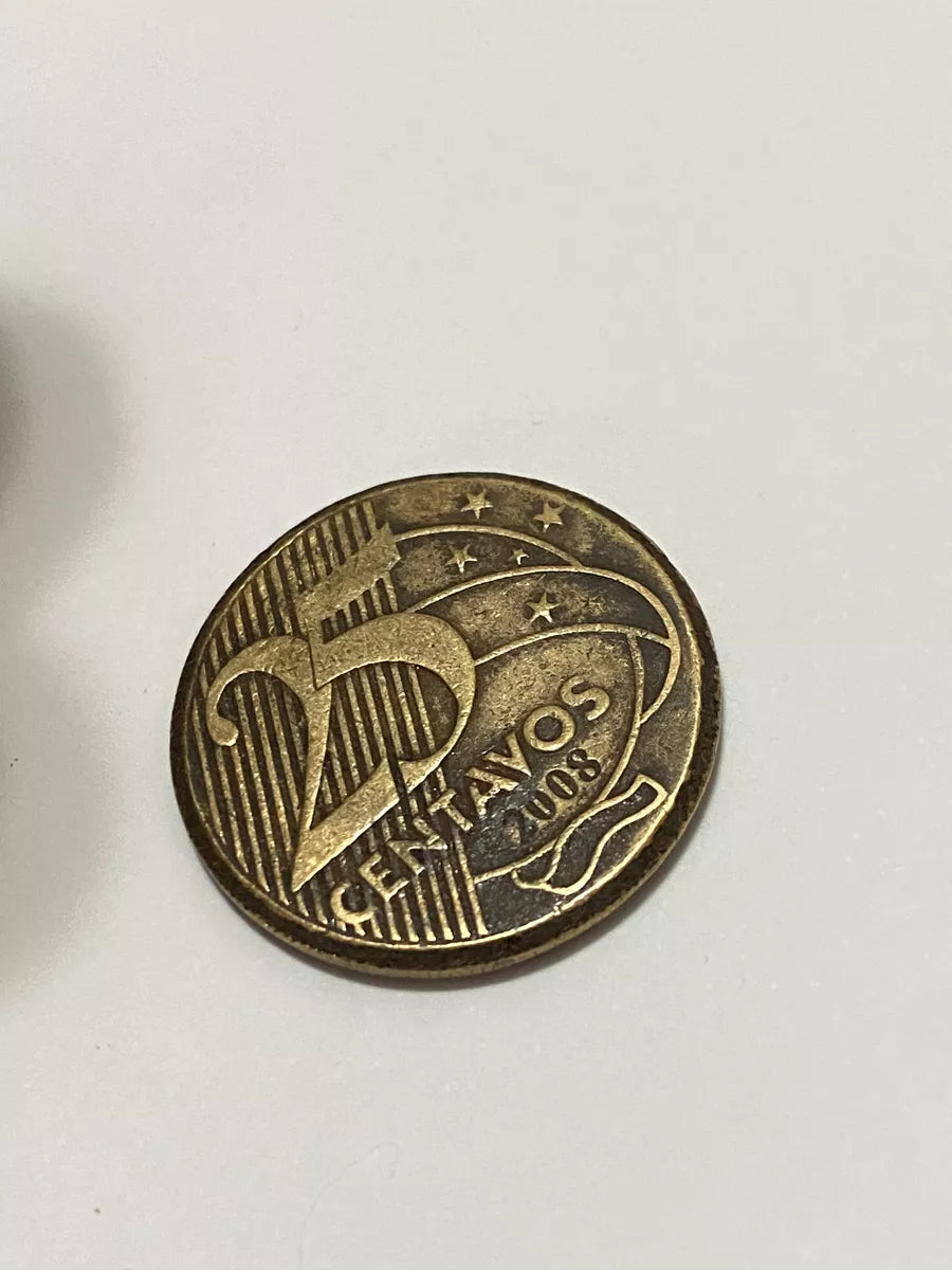Moeda Antiga 25 Centavos 2008 Com Variante