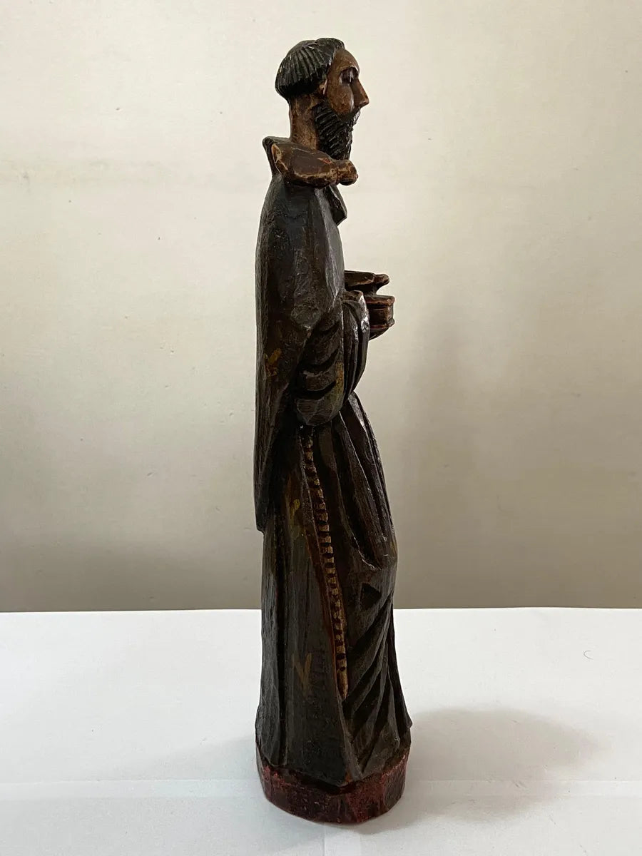 M.Milza - Arte Sacra - Antiga Escultura São Francisco Em Madeira